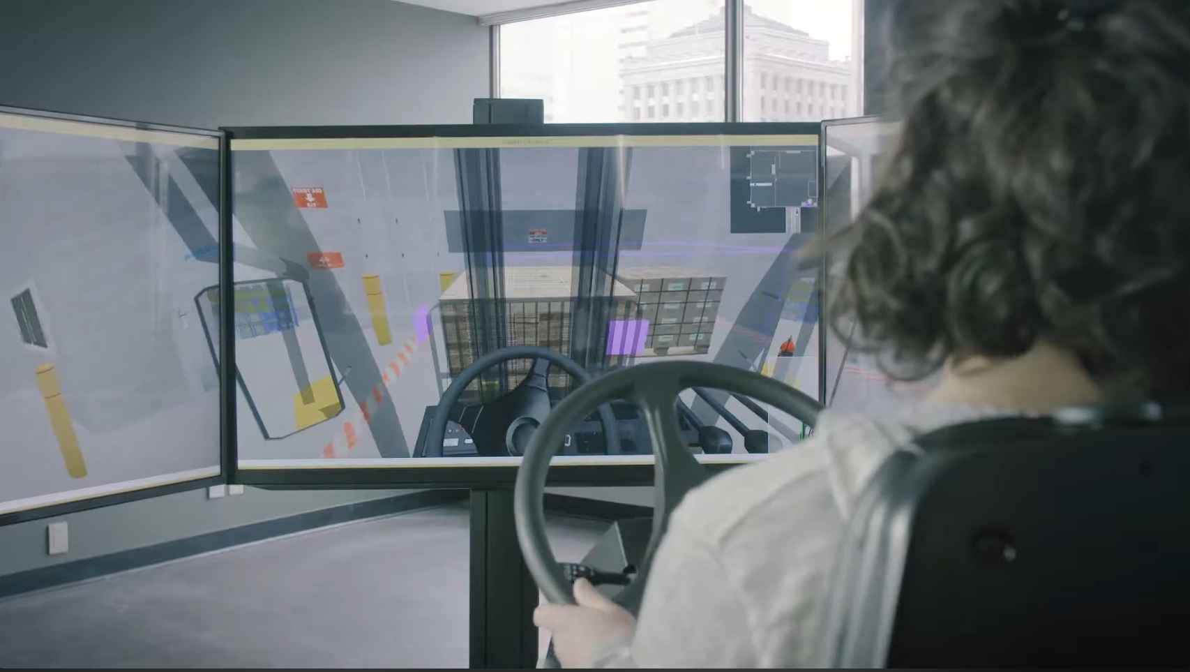 Simulador montacargas - manejar en reversa con cargas altas